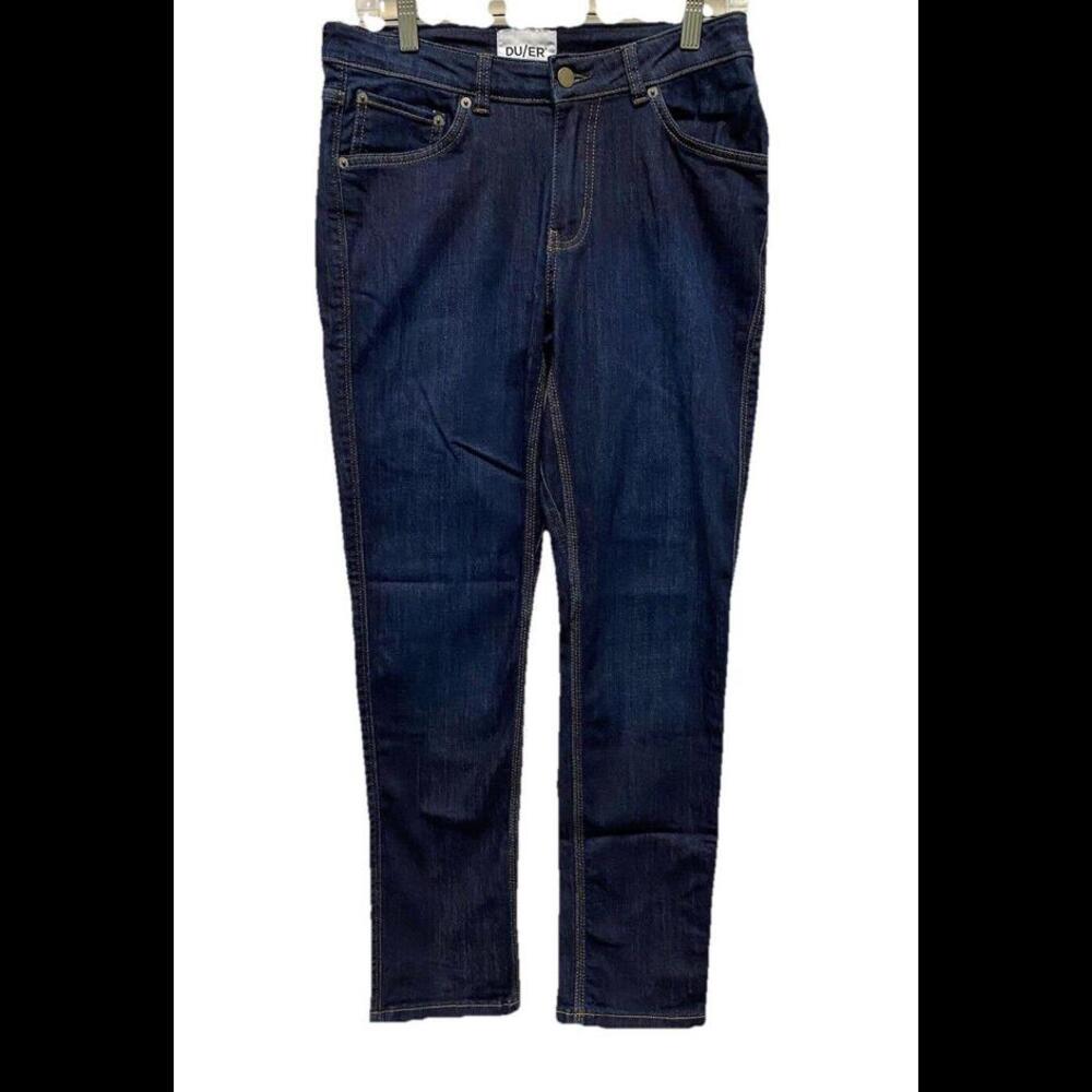 DU/ER Mens Dark Wash Straight Leg Denim Jeans Pockets Logo Casual Sz 29X30 NWOT